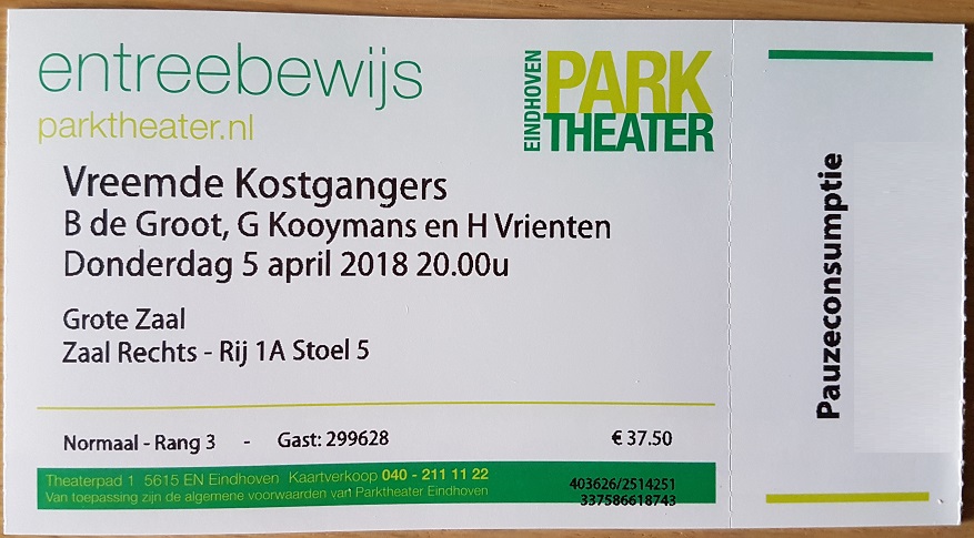 Vreemde Kostgangers ticket April 05 2018 Eindhoven - Parktheater